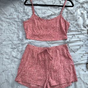 SHEIN Purple/Maroon Comfy Crop top and Short Set- Large